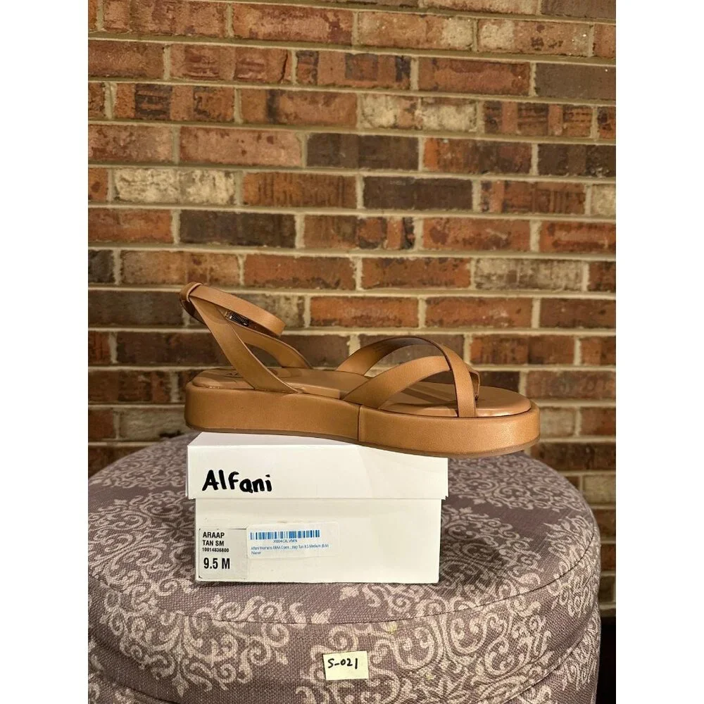 Alfani Women's ARAA Open Toe Strappy Ankle Strap Sandals Tan Smooth Size 9.5M - Picture 4 of 4